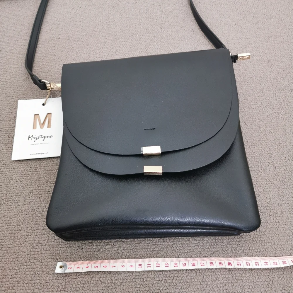 NWT Miztique Crossbody Bag designer collection black and gold multi compartment - Picture 5 of 13